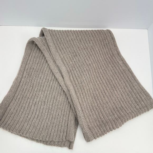 Ribbed Knit Wool Blend Made in Italy Minimalistic Basic Stretch Scarf Gray - Picture 2 of 7